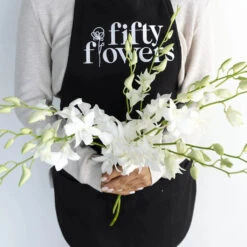 White Dendrobium Orchids Flower -Garden of Petals white dendrobium orchids flower wholesale flowers apron abf5d